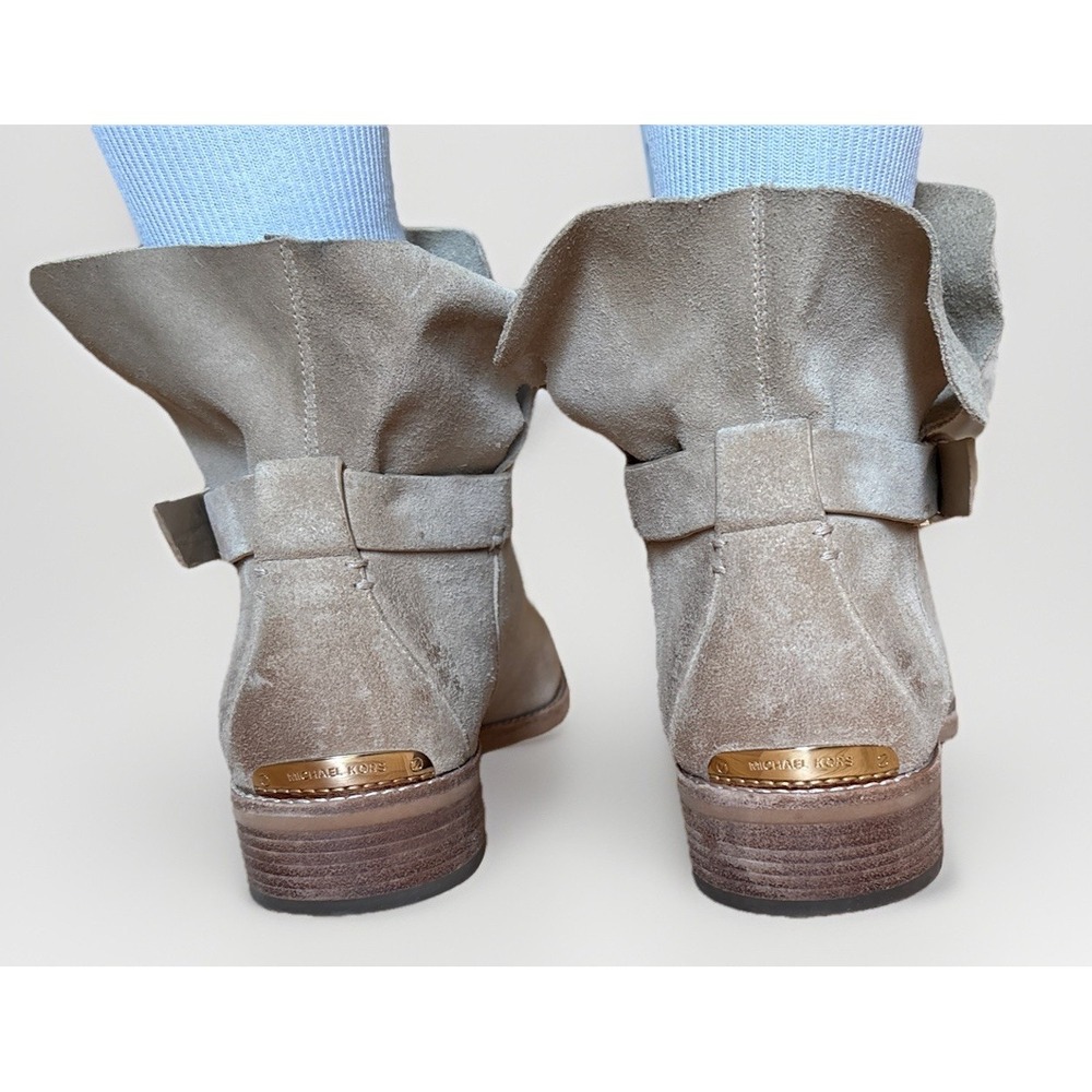 Michael Kors Taupe Suede Ankle Boots with Buckle - Picture 3 of 6